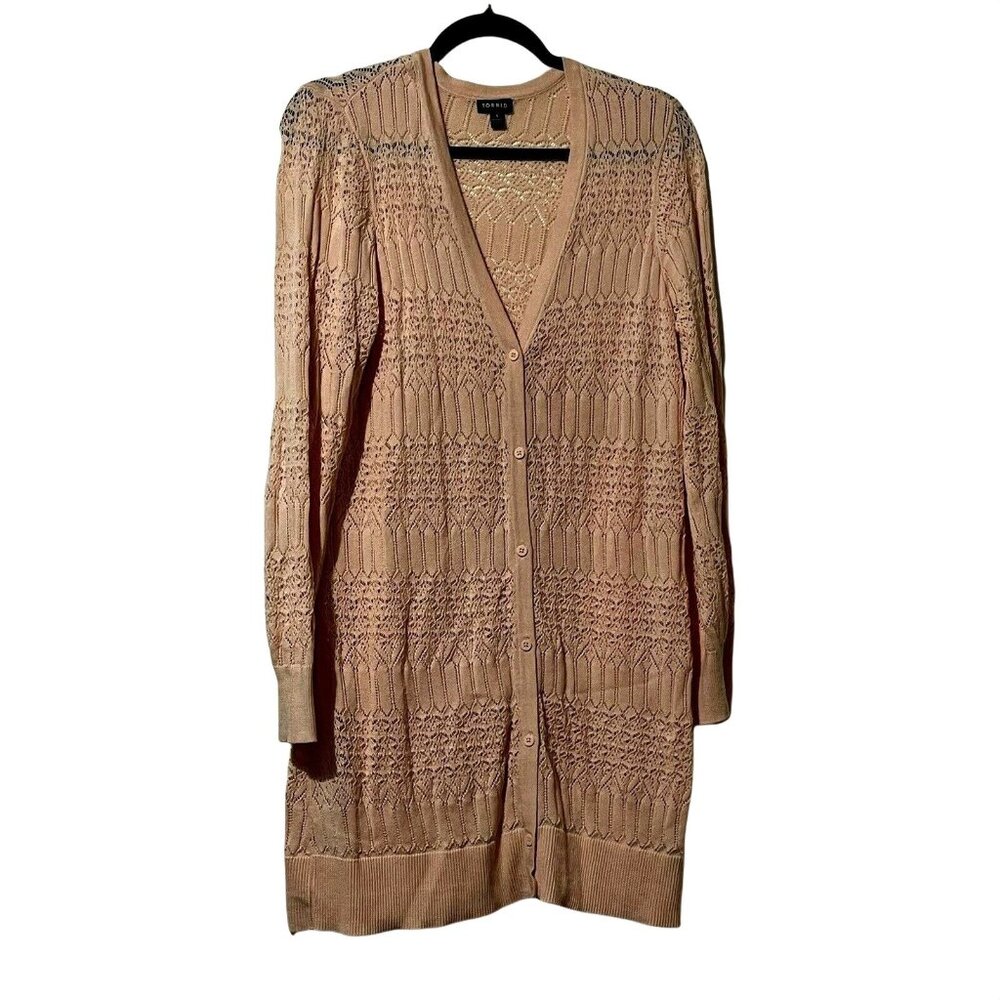 Torrid Womens Size 1 Longline Knit Soft Peach Cardigan Sweater